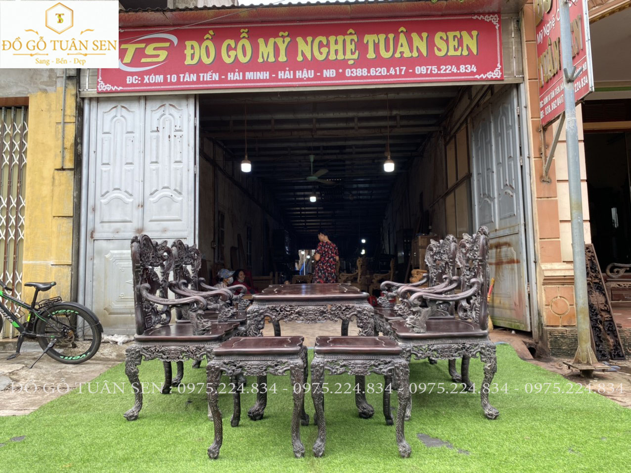 Hình ảnh chi tiết về bộ bàn ghế khánh rồng 7 món 